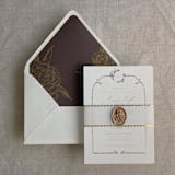 "Metallic gold grand peony printed liner A7 euro flap envelope | pack of 10" - Envelope Liners in brown by Ivory Invitations