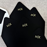 "Custom gold foil initials envelope liners (black) | Set of 50" - Envelope Liners in black by Maria Ferrer G.
