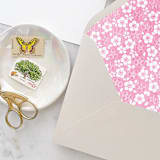 "A7 Envelope Liners Baby Pink Flowers (set of 10)" - Envelope Liners in pink by Design by Laney