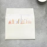 "NYC Skyline Watercolor Square Envelope Liner | Set of 10 | For 5x7” invitations " - Envelope Liners in multicolor by Cotton and Bow