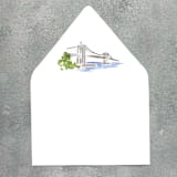 "New York City Brooklyn Bridge Watercolor Euroflap Envelope Liner | Set of 10 | For 5x7” invitations" - Envelope Liners in multicolorassorted-colors by Cotton and Bow