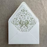 "Moss English botanical vellum wrap for 5x7 card + liner for A7 euro envelope" - Envelope Liners in green by Ivory Invitations