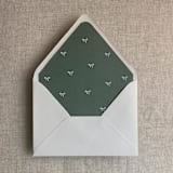 "Forest green baby ribbon bows envelope liner for A7 euro flap envelope | pack of 10" - Envelope Liners in green by Ivory Invitations