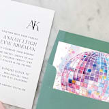 "A7 Envelope Liners Watercolor Disco Ball Square Flap (set of 10)" - Envelope Liners in multicolor by Design by Laney
