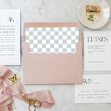 "A7 Envelope Liners Dusty Blue Checkerboard Square Flap (set of 10)" - Envelope Liners in blue by Design by Laney
