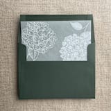 "White ink print hydrangea floral printed liner for A7 square flap envelope | pack of 10" - Envelope Liners in white by Ivory Invitations