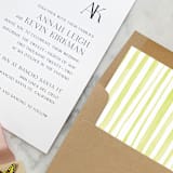 "A7 Envelope Liners Chartreuse Green Stripes Square Flap (set of 10)" - Envelope Liners in green by Design by Laney