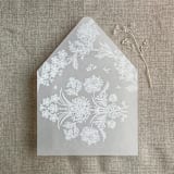 "Venetian lace white ink printed vellum envelope liner for A7 euro flap envelope | pack of 10" - Envelope Liners in white by Ivory Invitations