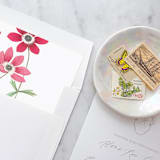 "A7 Envelope Liners Pink Gouache Flowers Square (set of 10)" - Envelope Liners in pink by Design by Laney