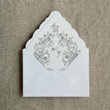 "French rose lace oyster envelope liner for A7 euro flap envelope | pack of 10" - Envelope Liners in gray by Ivory Invitations