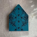 "Versailles Nocturne Teal envelope liner for A7 euro flap envelope | pack of 10" - Envelope Liners in blue by Ivory Invitations