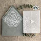 "White English botanical vellum wrap for 5x7 card + liner for A7 euro envelope" - Envelope Liners in white by Ivory Invitations
