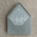 "White English botanical vellum wrap for 5x7 card + liner for A7 euro envelope" - Envelope Liners in white by Ivory Invitations