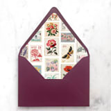 "A7 Envelope Liners Vintage Postage Stamp Flowers (set of 10)" - Envelope Liners in multicolor by Design by Laney