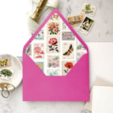 "A7 Envelope Liners Vintage Postage Stamp Flowers (set of 10)" - Envelope Liners in multicolor by Design by Laney
