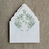 "French rose lace sage envelope liner for A7 euro flap envelope | pack of 10" - Envelope Liners in green by Ivory Invitations