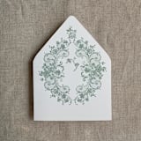 "French rose lace sage envelope liner for A7 euro flap envelope | pack of 10" - Envelope Liners in green by Ivory Invitations