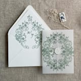 "French rose lace sage envelope liner for A7 euro flap envelope | pack of 10" - Envelope Liners in green by Ivory Invitations