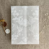"White venetian lace vellum wrap for 5x7 card + liner for A7 square envelope" - Envelope Liners in white by Ivory Invitations