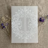 "White la belle rose vellum wrap for 5x7 card + liner for A7 euro envelope" - Envelope Liners in white by Ivory Invitations