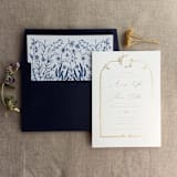"Navy English botanical garden floral envelope liner for A7 square flap envelope | pack of 10" - Envelope Liners in blue by Ivory Invitations