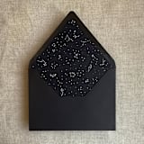 "white ink print Stella Celestial printed black envelope liner for A7 euro flap envelope | pack of 10" - Envelope Liners in black by Ivory Invitations