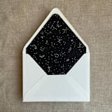 "white ink print Stella Celestial printed black envelope liner for A7 euro flap envelope | pack of 10" - Envelope Liners in black by Ivory Invitations