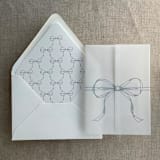 "Steel blue ribbon bows printed envelope liner for A7 euro flap envelope  | pack of 10" - Envelope Liners in blue by Ivory Invitations