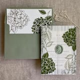 "Moss hydrangea vellum wrap for 5x7 card + liner for A7 square envelope | Set of 10" - Envelope Liners in green by Ivory Invitations