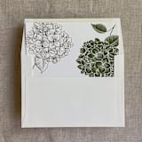 "Moss hydrangea vellum wrap for 5x7 card + liner for A7 square envelope | Set of 10" - Envelope Liners in green by Ivory Invitations