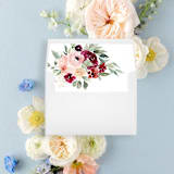 "Burgundy Blush Floral Liner | Set of 25 Envelope Liners" - Envelope Liners in pink by Nikki Turner