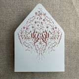 "Rust English botanical garden floral printed liner for A7 euro flap envelope | pack of 10" - Envelope Liners in copper by Ivory Invitations