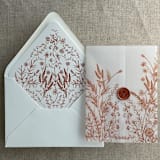 "Rust English botanical garden floral printed liner for A7 euro flap envelope | pack of 10" - Envelope Liners in copper by Ivory Invitations