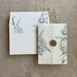"Forest green grand peony floral envelope liner for A7 square flap envelope | pack of 10" - Envelope Liners in green by Ivory Invitations