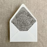 "Stone elegant peonies and berries liner for A7 euro flap envelope | pack of 10" - Envelope Liners in gray by Ivory Invitations