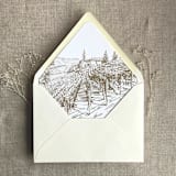 "Vineyard landscape sketch Hazelnut printed envelope liner for A7 euro flap envelope | pack of 10" - Envelope Liners in beige by Ivory Invitations