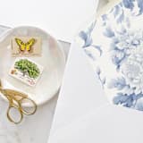 "A7 Envelope Liners Blue Floral Toile (set of 10)" - Envelope Liners in blue by Design by Laney