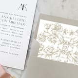 "A7 Envelope Liners Floral Scroll Taupe Square Flap (set of 10)" - Envelope Liners in beige by Design by Laney
