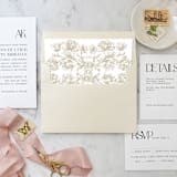 "A7 Envelope Liners Floral Scroll Taupe Square Flap (set of 10)" - Envelope Liners in beige by Design by Laney