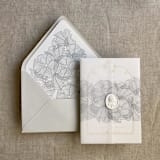 "Light gray ruffled floral lace liner for A7 euro flap envelope | pack of 10" - Envelope Liners in gray by Ivory Invitations