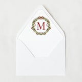 "Christmas Wreath Monogram | Set of 25 Envelope Liners" - Envelope Liners in red by Nikki Turner