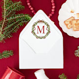 "Christmas Wreath Monogram | Set of 25 Envelope Liners" - Envelope Liners in red by Nikki Turner