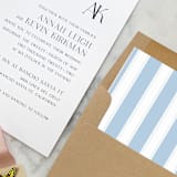 "A7 Envelope Liners Dusty Blue Nautical Stripes Square Flap (set of 10)" - Envelope Liners in blue by Design by Laney