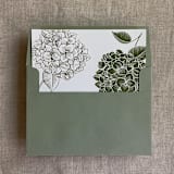 "Moss Hydrangea floral liner for A7 square flap envelope | pack of 10" - Envelope Liners in green by Ivory Invitations
