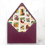 "A7 Envelope Liners Vintage Postage Stamp Fruits (set of 10)" - Envelope Liners in multicolor by Design by Laney