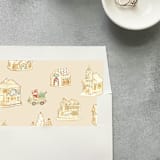 "Christmas Village Square Envelope Liner | Set of 10" - Envelope Liners in beige by Cotton and Bow