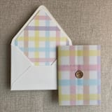 "Marshmallow checkers envelope liner for A7 euro flap envelope | pack of 10" - Envelope Liners in multicolorassorted-colors by Ivory Invitations