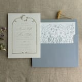 "Steel blue English botanical garden floral envelope liner for A7 square flap envelope | pack of 10" - Envelope Liners in blue by Ivory Invitations