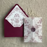 "Venetian floral mauve liner for A7 euro flap envelope | pack of 10" - Envelope Liners in purple by Ivory Invitations