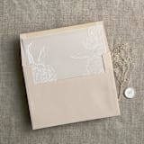 "White grand peony vellum envelope liner for A7 square flap envelope | pack of 10" - Envelope Liners in white by Ivory Invitations